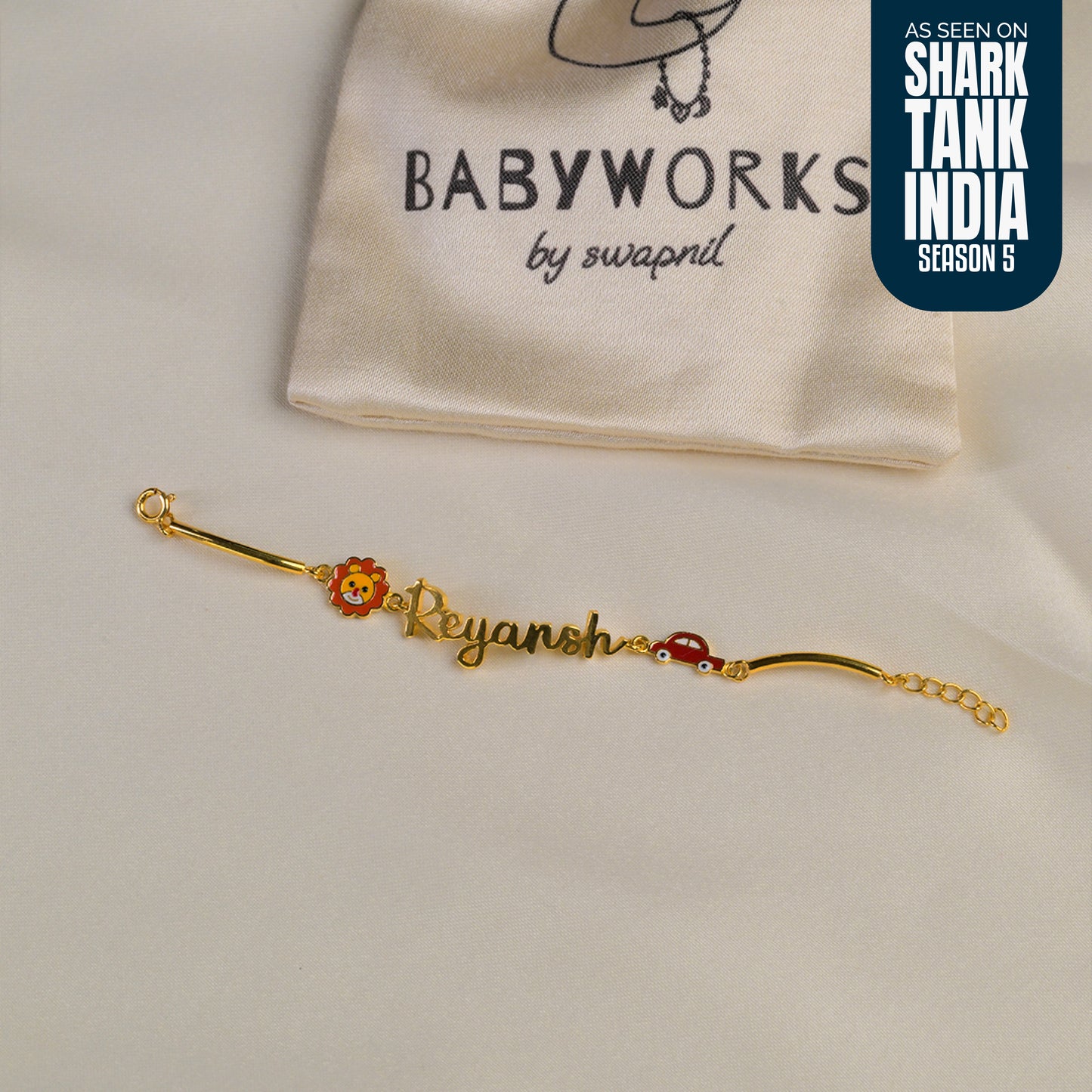 Personalized Name Lion Car Silver Bracelet Gift Box