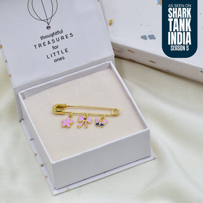 Flower Bow Butterfly Silver Lapel Pin