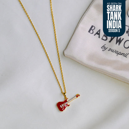 Guitar Silver Pendant With Chain