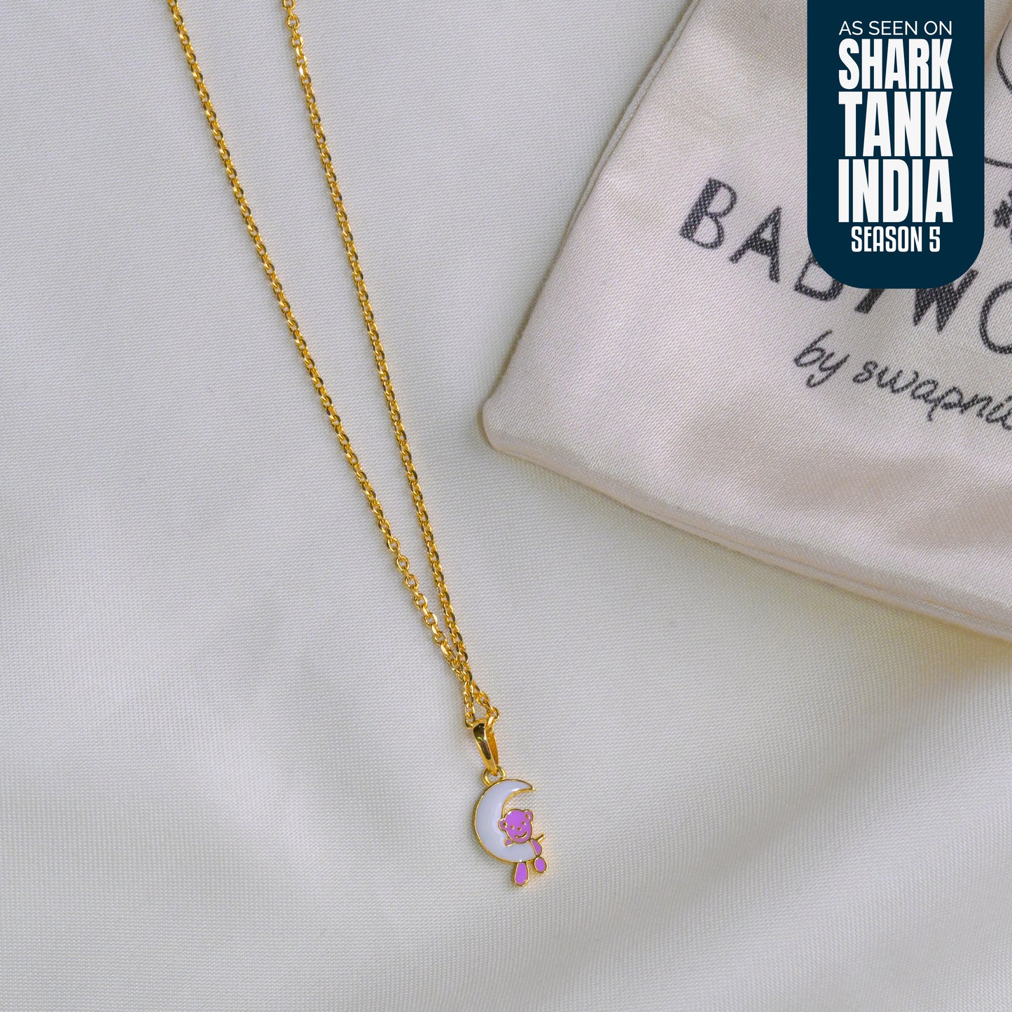 Teddy Moon Silver Pendant With Chain