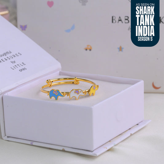 Elephant Trio Silver Kada Gift box