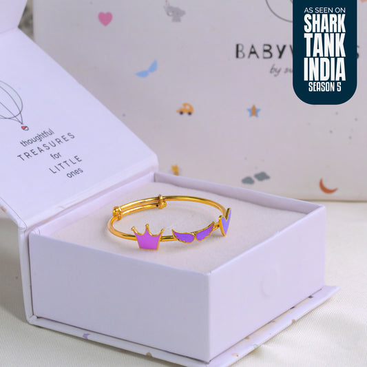 Crown Wings Heart Silver Kada