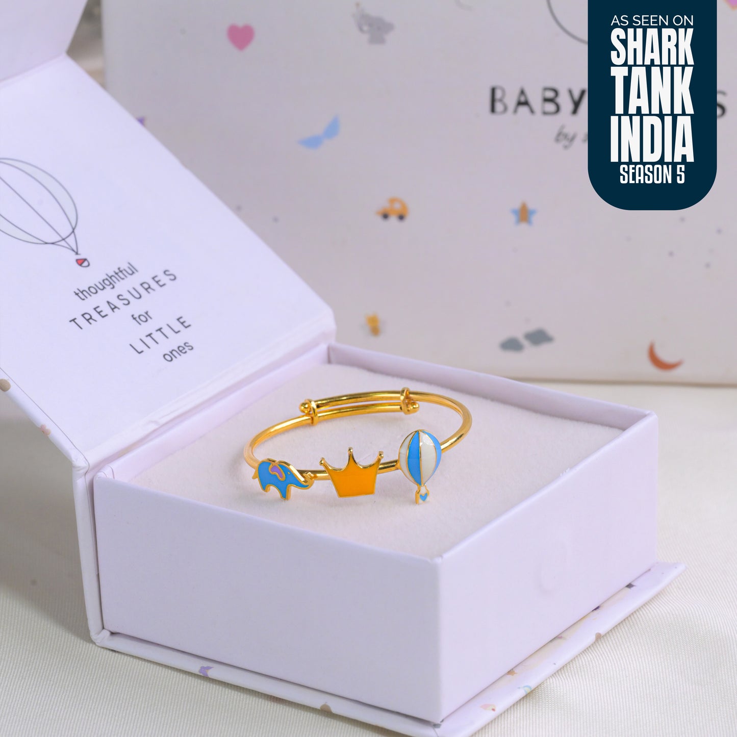 Elephant Crown Balloon Silver Kada