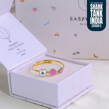 Personalized Letter Evil Eye Bird Silver Kada