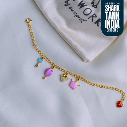 Crown Heart Silver Bracelet Gift Box