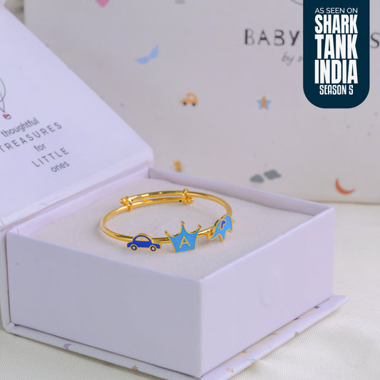 Car Crown Elephant Silver Kada