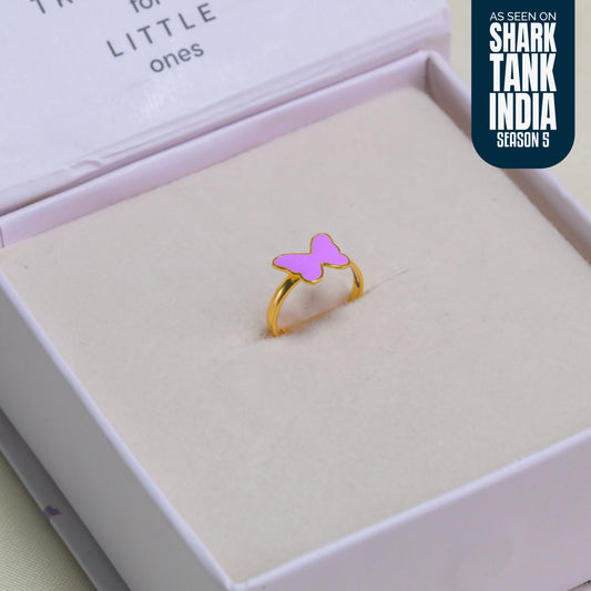Pink Butterfly Silver Ring