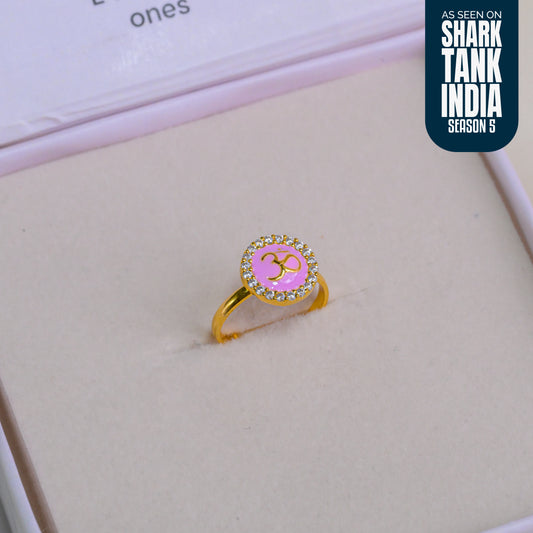Pink Om Silver Ring