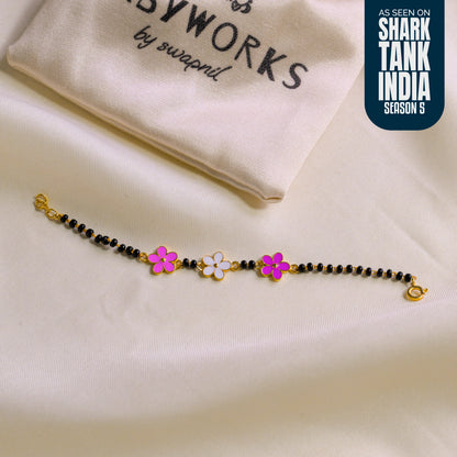 White Pink Flower Trio Silver Nazariya