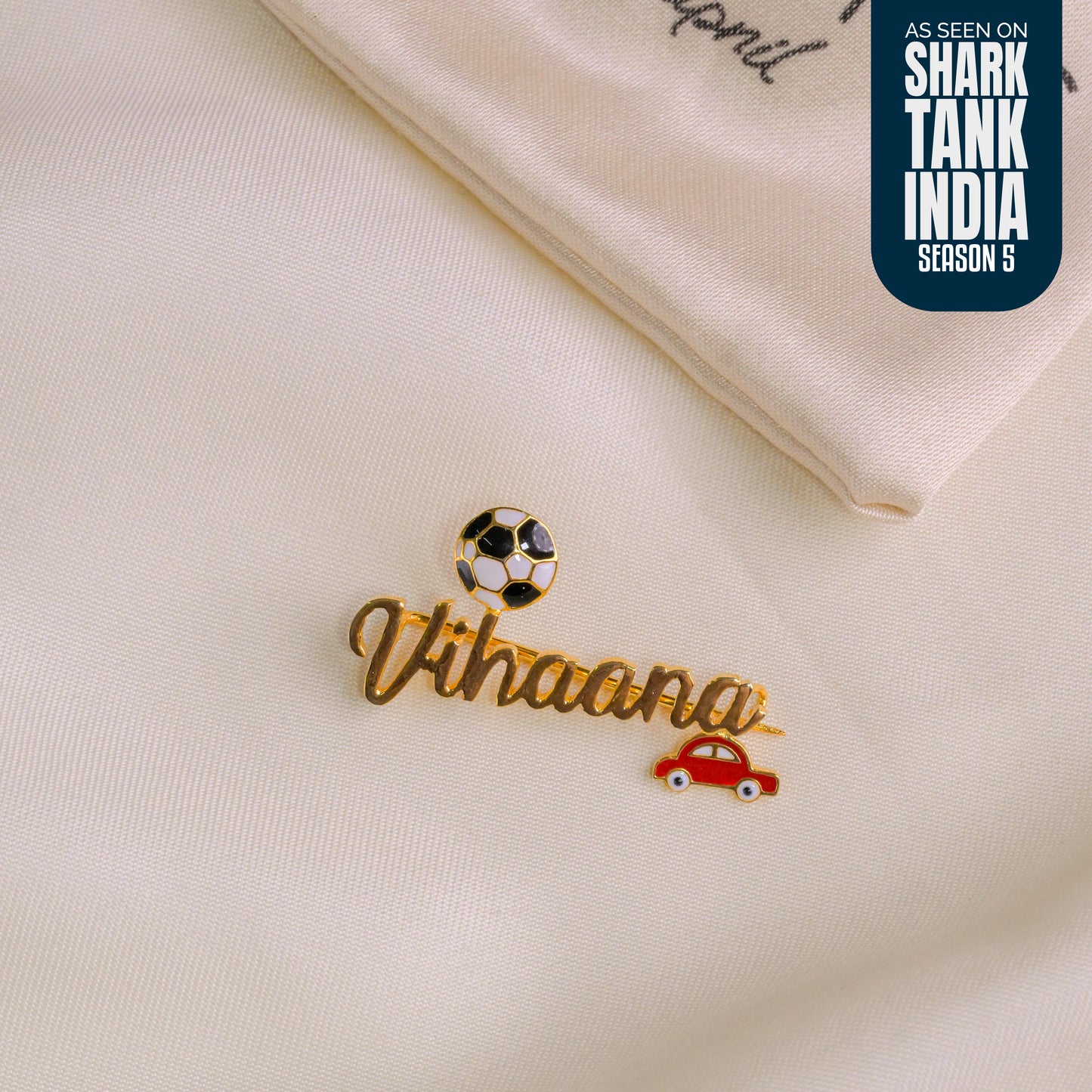 Personalized Name Car Football Silver Brooch