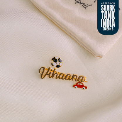 Personalized Name Car Football Silver Brooch