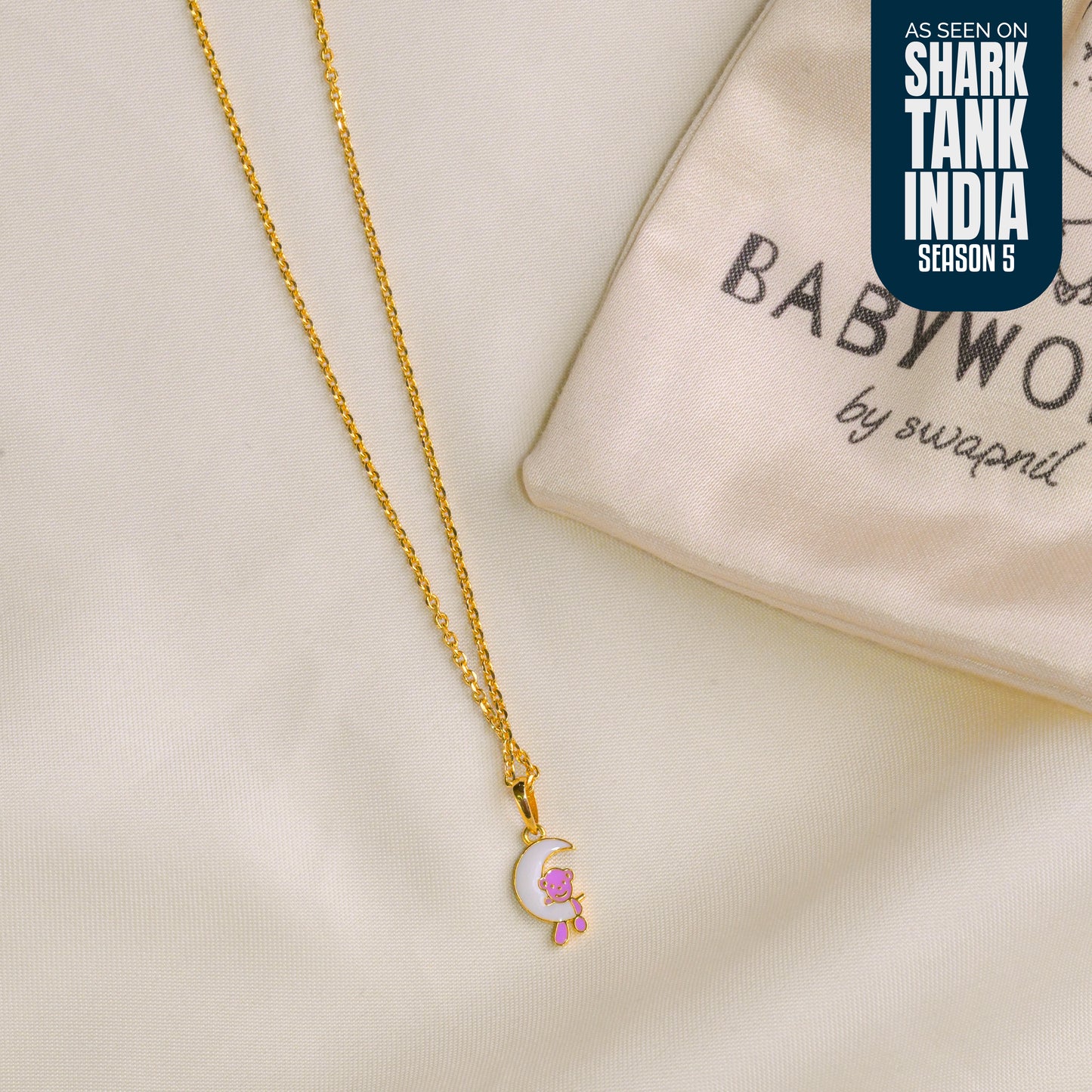 Teddy Moon Silver Pendant With Chain