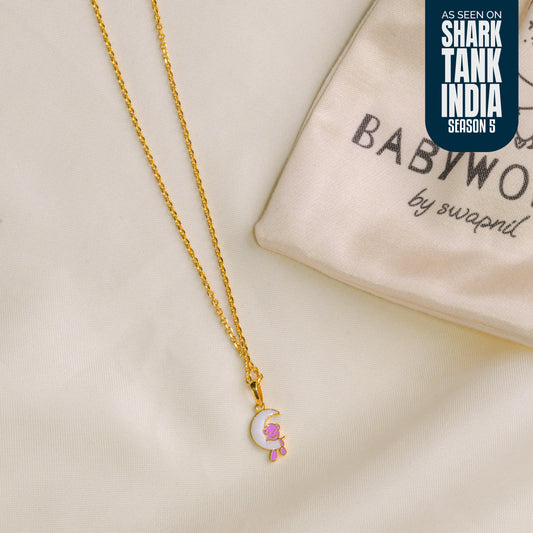 Teddy Moon Silver Pendant With Chain