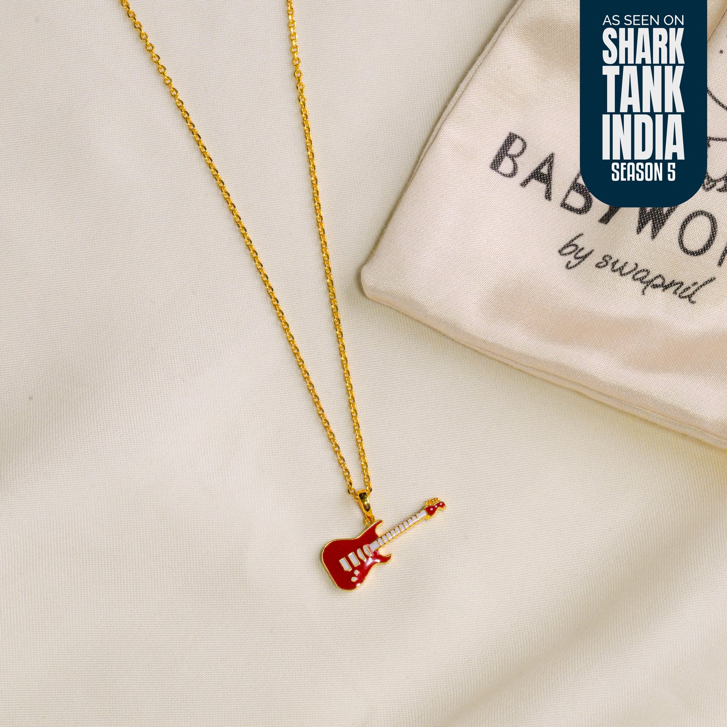 Guitar Silver Pendant With Chain