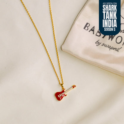 Guitar Silver Pendant With Chain