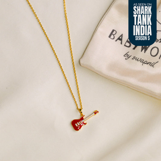 Guitar Silver Pendant With Chain