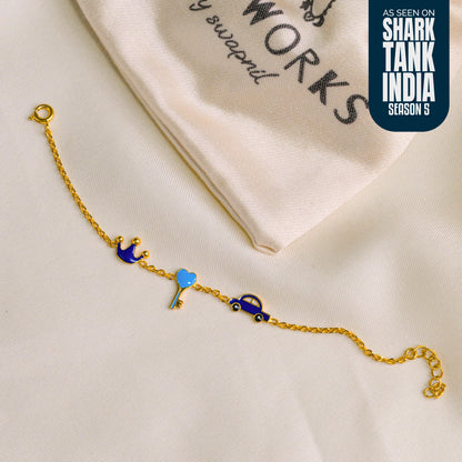 Crown Key Car Silver Bracelet