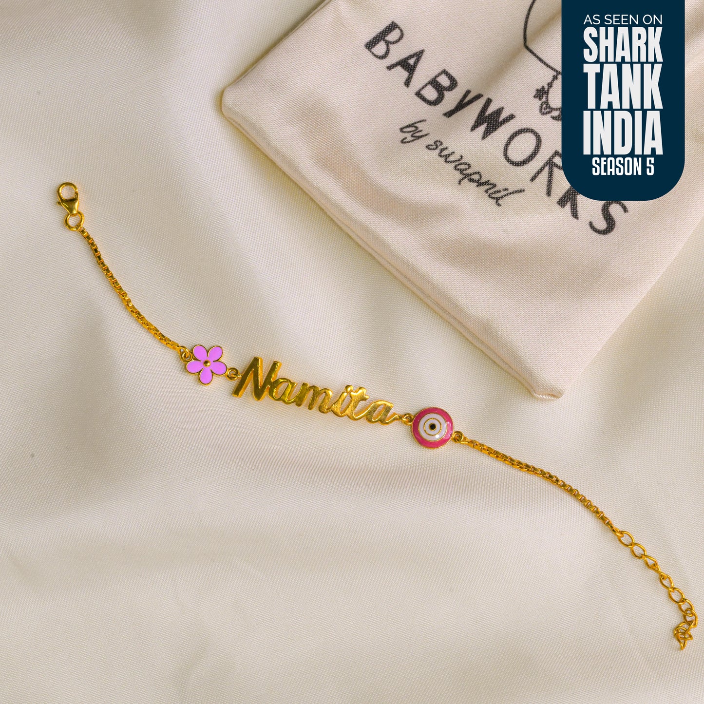 Personalized Name Flower Evil Eye Silver Bracelet