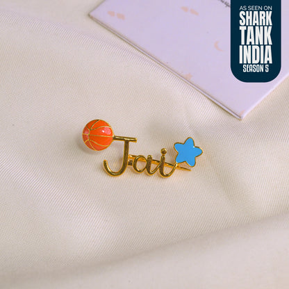 Personalized Name Basketball star Silver Brooch