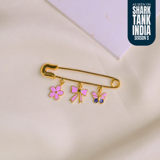 Flower Bow Butterfly Silver Lapel Pin