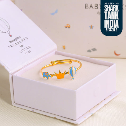 Elephant Crown Balloon Silver Kada