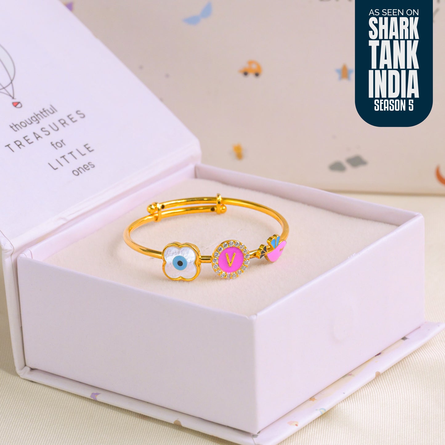 Personalized Letter Evil Eye Bird Silver Kada