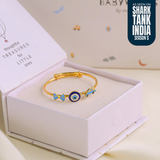Bow Evil Eye Car Silver Kada