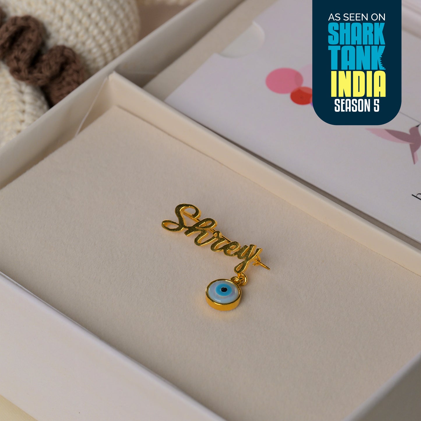 Evil Eye Name Silver Brooch Gift Box