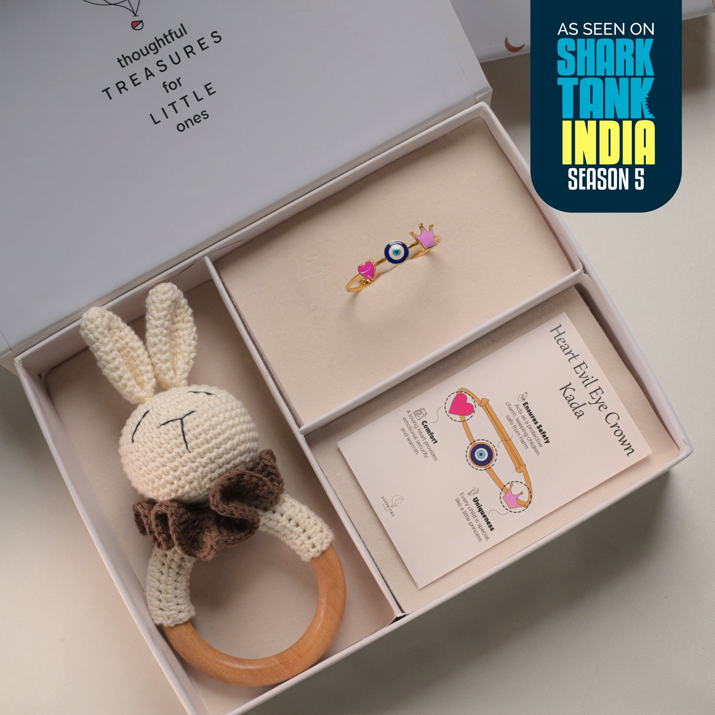 Heart Evil-Eye Crown Silver Kada Gift Box