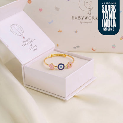 Flowers Evil Eye Silver Kada