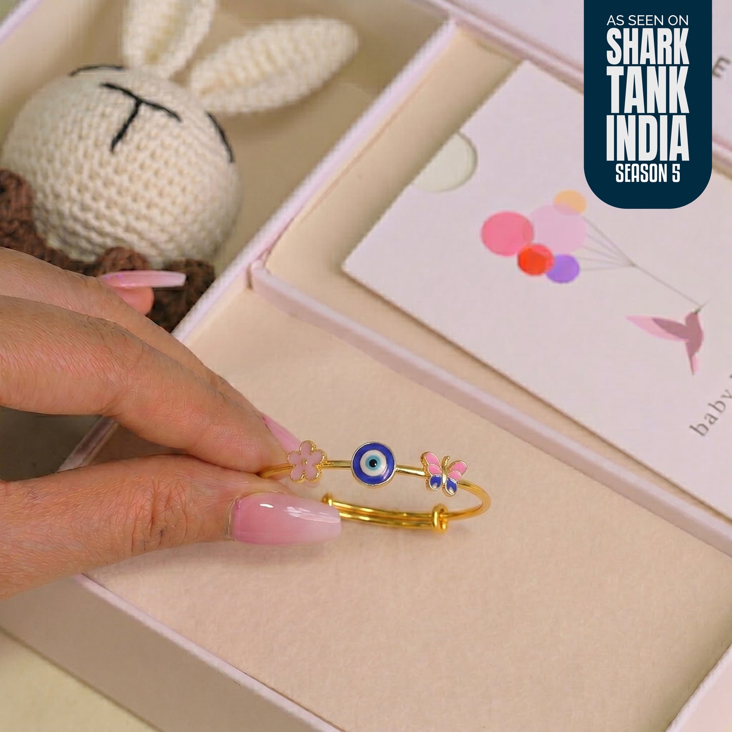 Flower Evil Eye Butterfly Silver Kada
