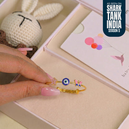 Flower Evil Eye Butterfly Silver Kada