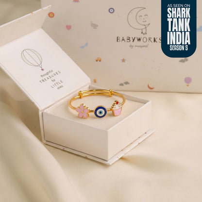 Flower Evil Eye Cupcake Silver Kada