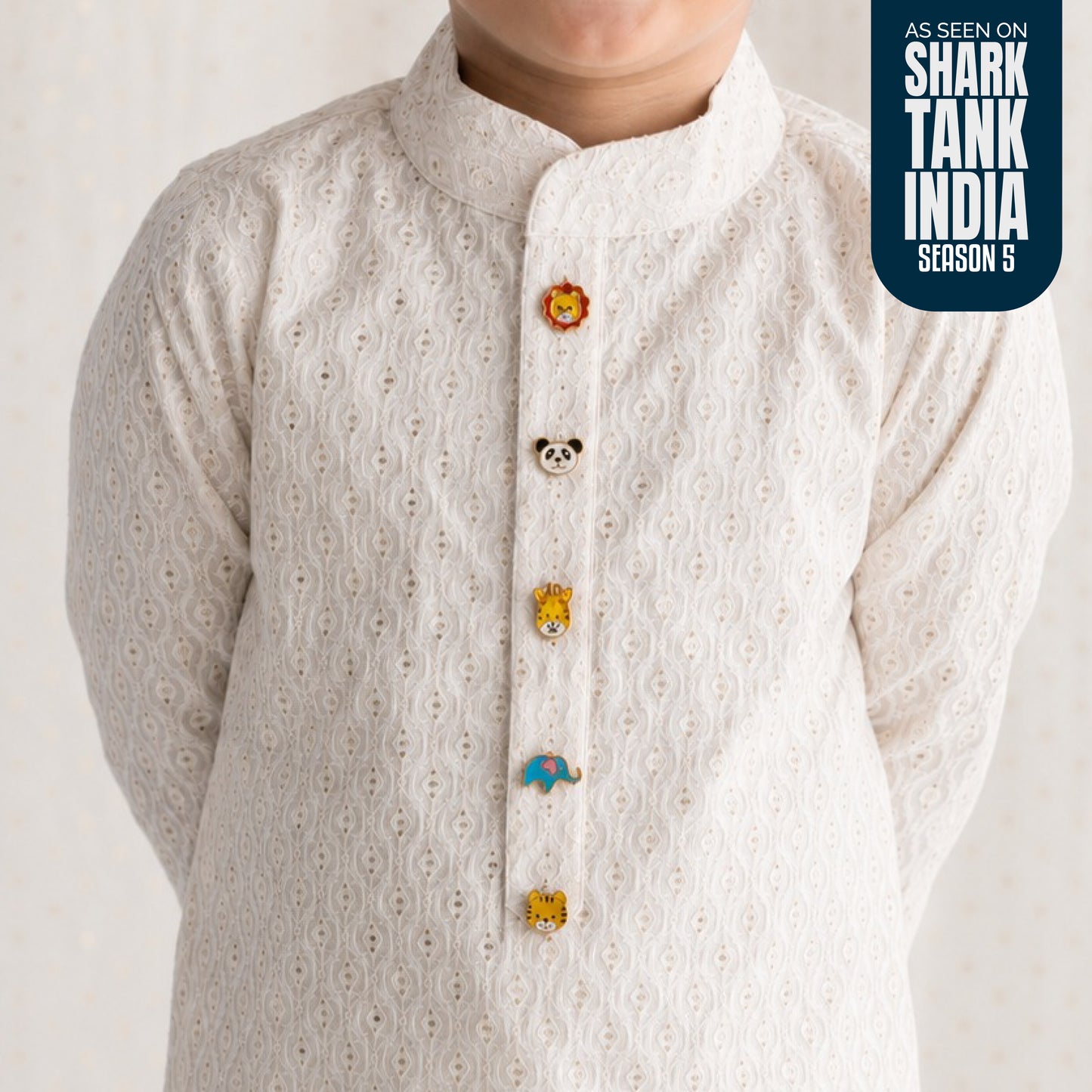 Animal Kingdom Kurta Buttons / Cufflinks Silver Set