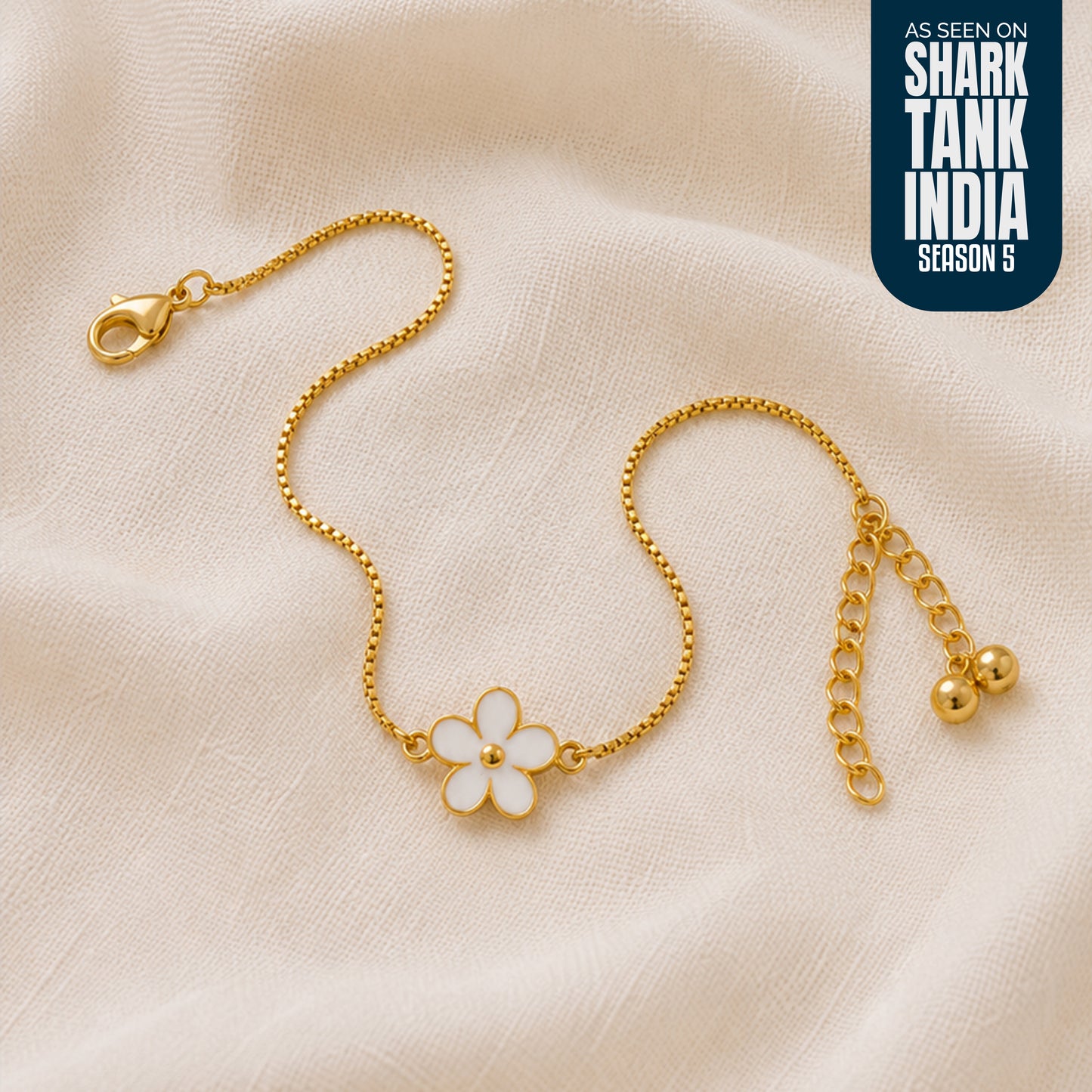 White Flower Silver Anklet