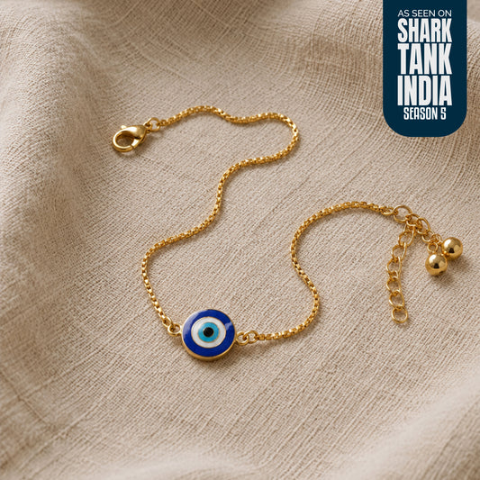 Blue Evil Eye Silver Anklet