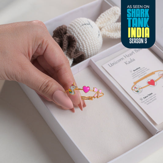 Unicorn Heart Bow Silver Kada Gift Box