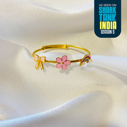 Rainbow Flower Bow Silver Kada