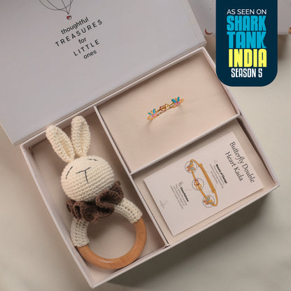 Butterfly Double Heart Silver Kada Gift Box