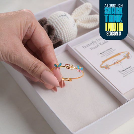 Butterfly Double Heart Silver Kada Gift Box