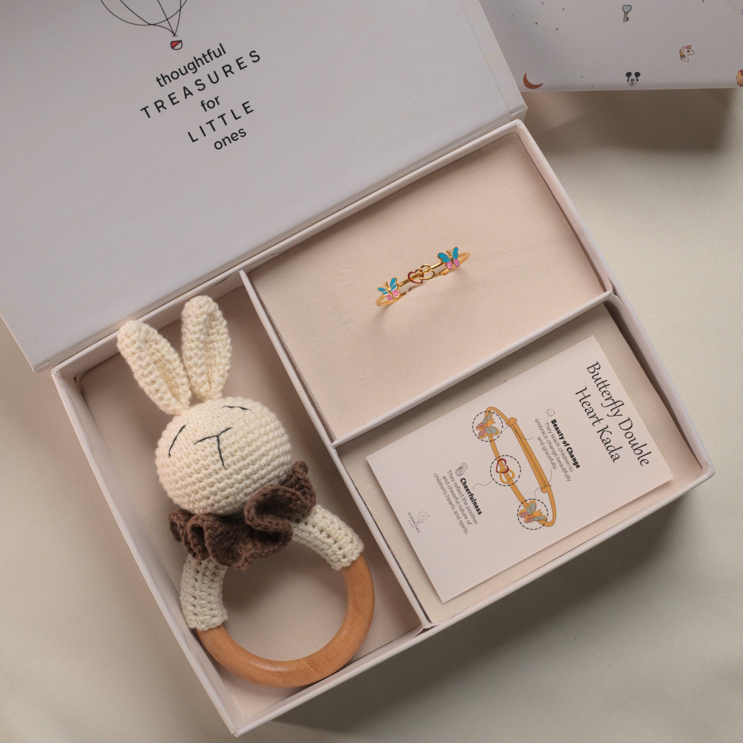 Butterfly Double Heart Silver Kada