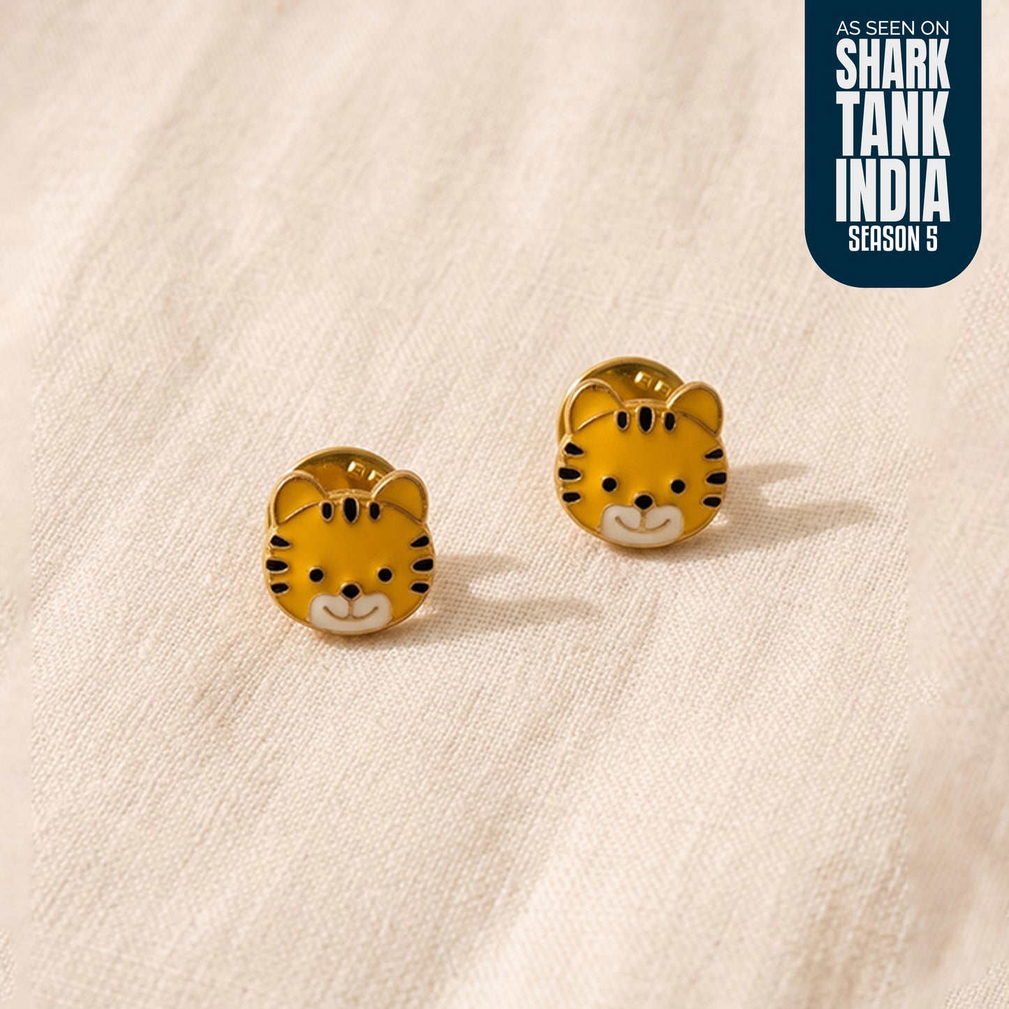 Tiger Kurta Buttons / Cufflinks Silver Set