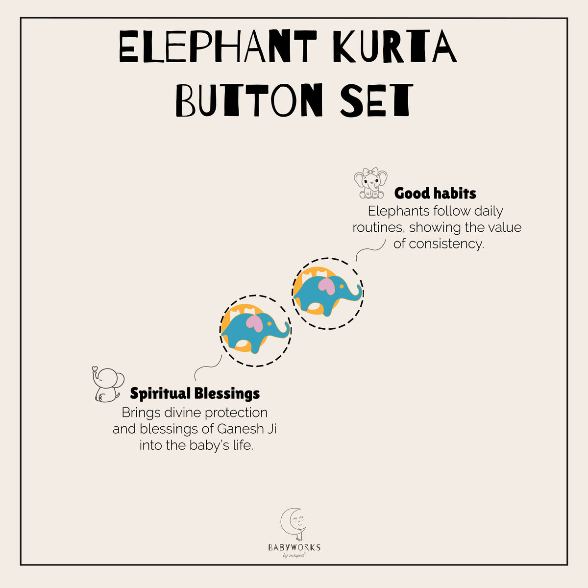 Elephant Kurta Buttons / Cufflinks Silver Set feature image