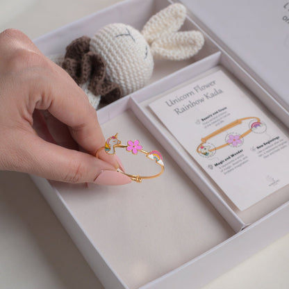 Unicorn Flower Rainbow Silver Kada