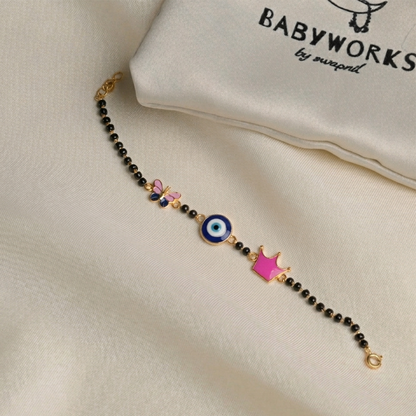 Evil eye crown butterfly silver nazariya for baby