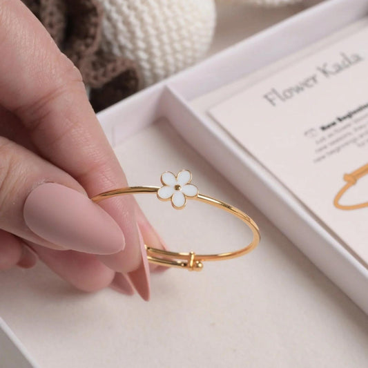 White Flower Gold Kada