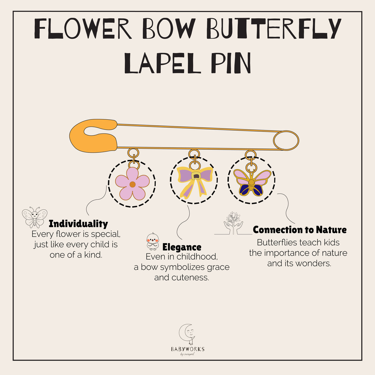 Flower Bow Butterfly Silver Lapel Pin feature image