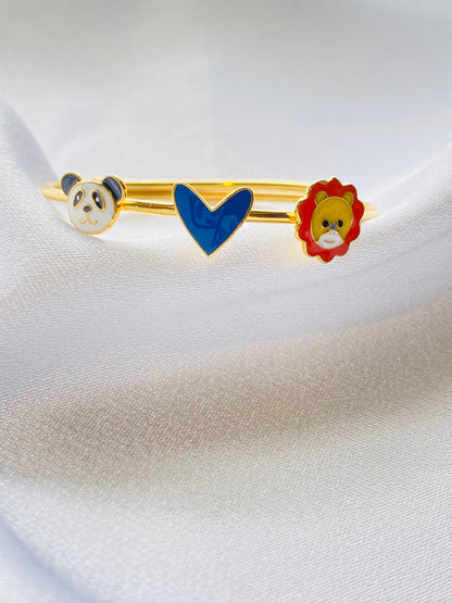 Panda Heart Lion Silver Kada