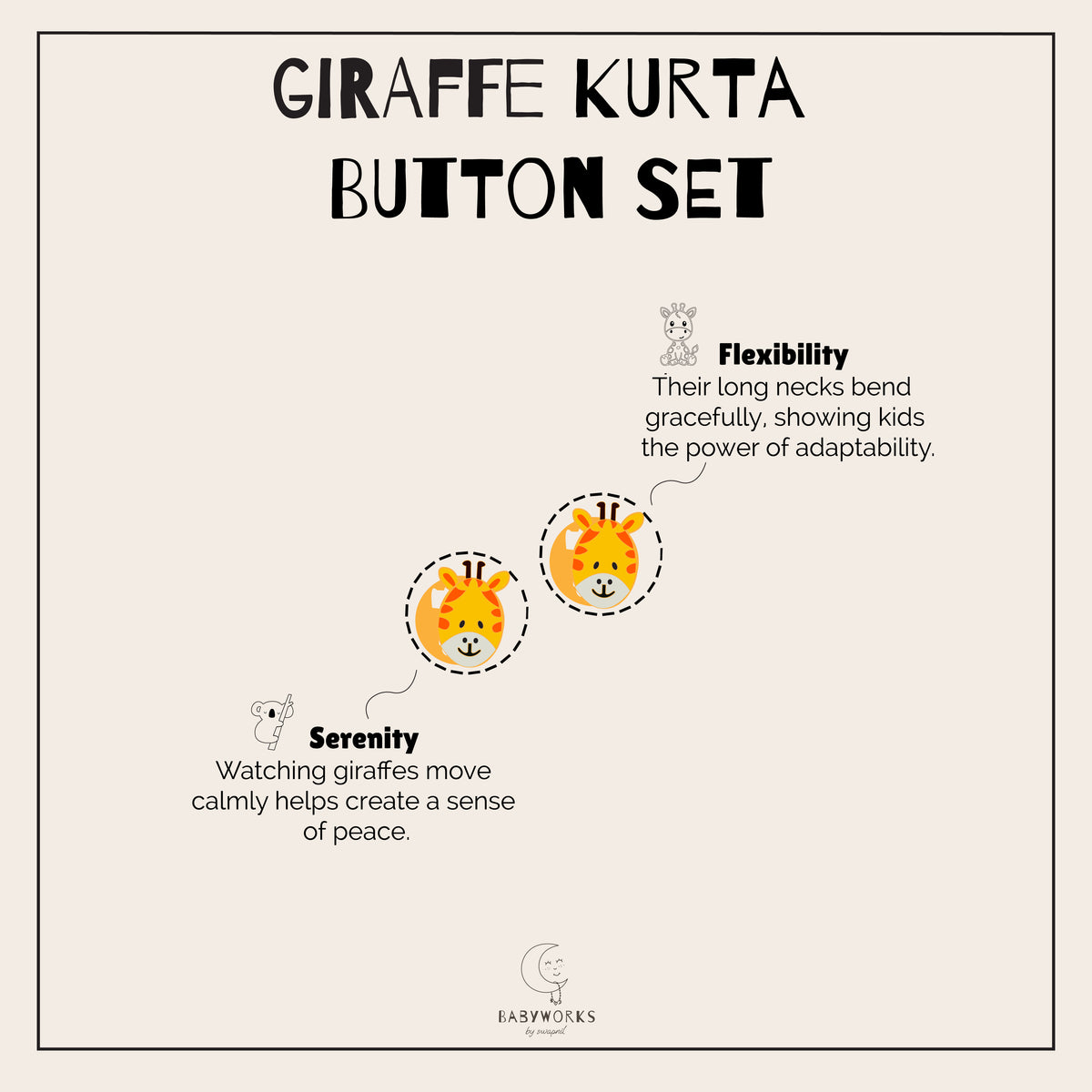 Giraffe Kurta Buttons / Cufflinks Silver Set feature image