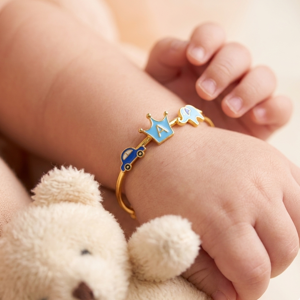 Car Crown Elephant Silver Kada